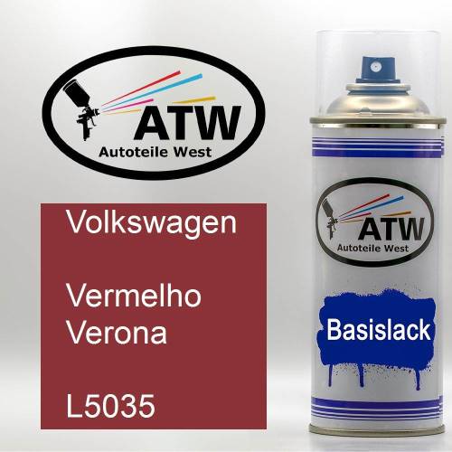 Volkswagen, Vermelho Verona, L5035: 400ml Sprühdose, von ATW Autoteile West.